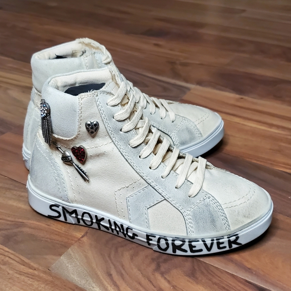 Saint Laurent Distressed Sneakers, Size 6½